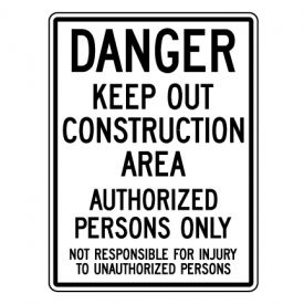 Danger Construction Area sign image