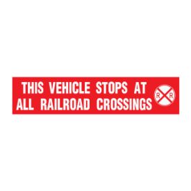 This Vehicle Stops at all Railroad Crossings decal image