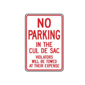 No Parking Cul De Sac sign image