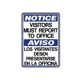 Notice visitors must report to office sign image