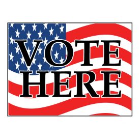 Vote Here flag sign image