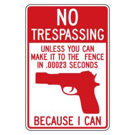 No Trespassing Gun sign image