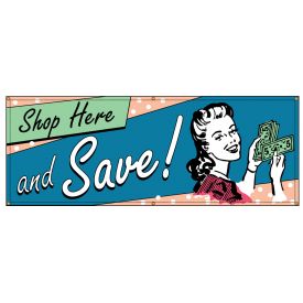Shop Here and Save Retro banner image