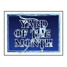 Blue Yard of the Month sign image