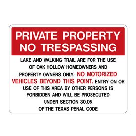 Private Property No Trespassing Section 30.05 TPC Sign image