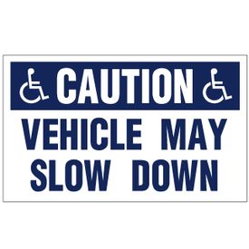 Caution Vehicle May Slow Down HC Decal Image
