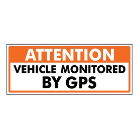 Decal Vehicle Monitored by GPS Orange 4" x 10" Image