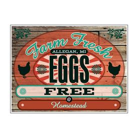 Farm Fresh Eggs Free Homestead Wood Grain 18" x 24" sign image