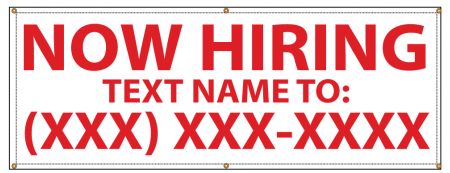 Now Hiring text name banner image