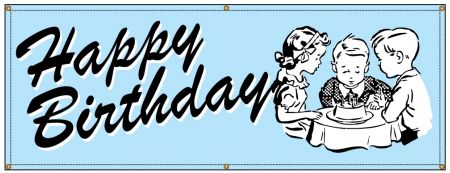 Happy Birthday Pale Blue Retro banner image
