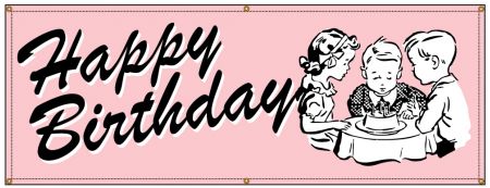 Happy Birthday Pink Retro banner image