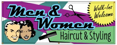 Men and Womens Haircuts Retro banner image