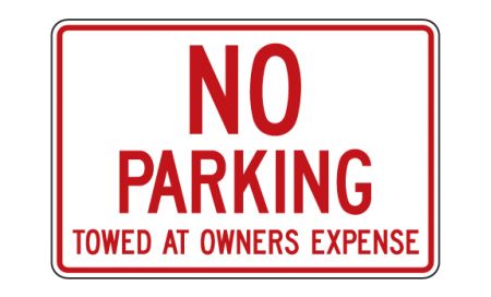 No Parking Towed 12x18 sign image