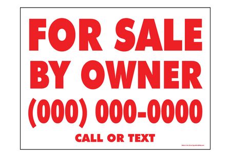 For Sale By Owner Red and White 18" x 24" coroplast sign image