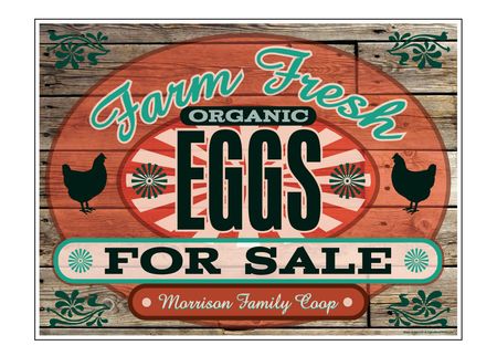 Farm Fresh Organic Eggs Wood Grain MFC 18" x 24" sign image