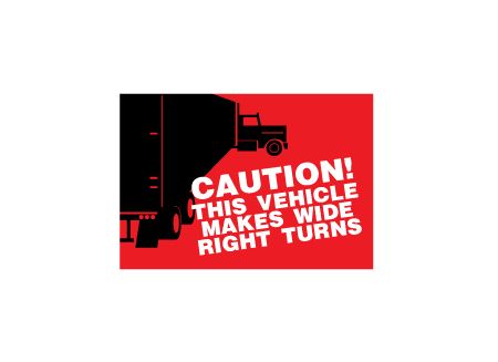 Caution wide right turns decal image