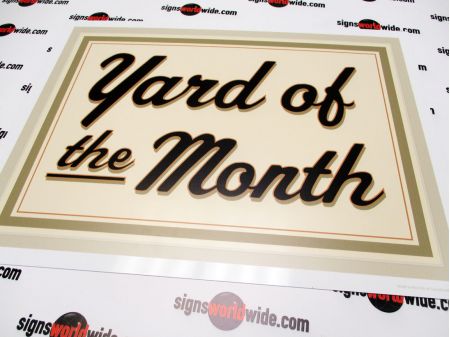 Yard of the Month Beige Aluminum Sign 1
