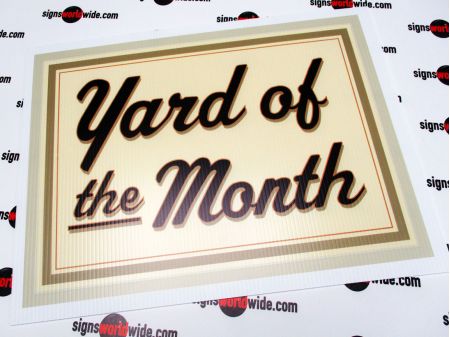 Yard of the Month beige sign image