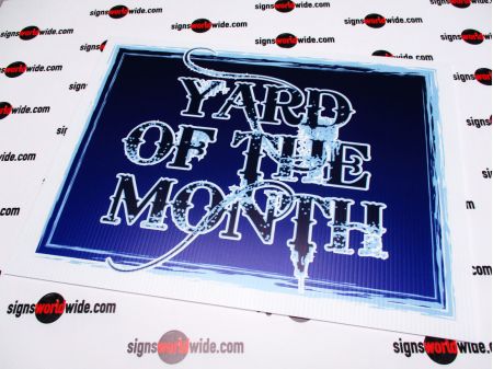 Yard of the Month blue sign image