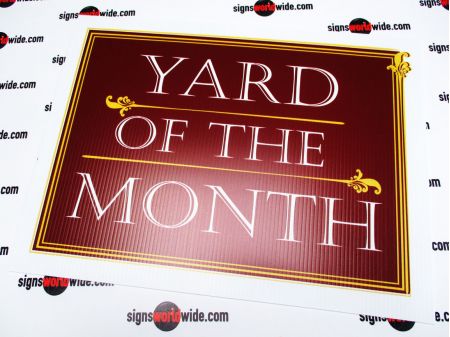 Yard of the Month maroon sign image