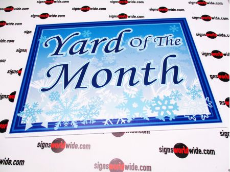 Yard of the Month snowflake sign image