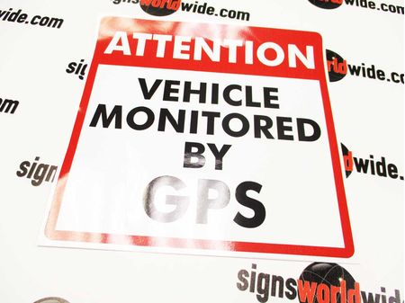Attention Vehicle Monitored by GPS Sign Image No Transfer Tape