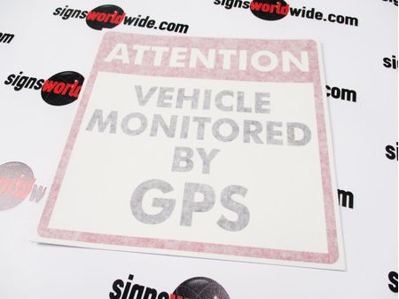 Vehicle Monitored by GPS Decal Image With Transfer Tape Applied