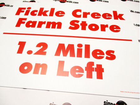 Fickle Creek Farm 1-2 miles sign image 1
