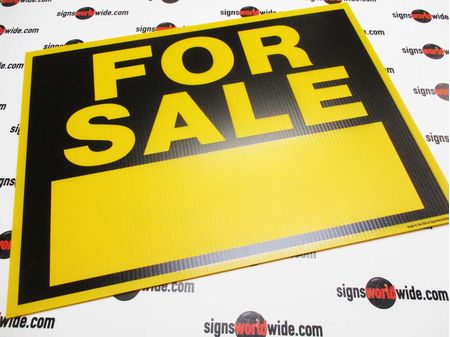 For Sale Yellow Coroplast Sign Image 1