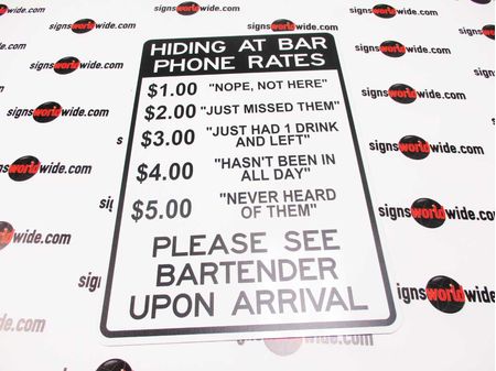 Hiding At Bar Phone Rates sign image 2
