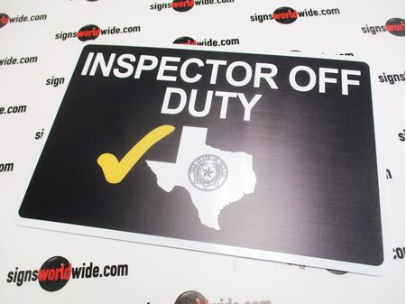 Inspector Off Duty 12x18 B&W Non-Reflective Sign Image