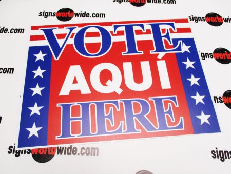 Vote Aqui Here polystyrene sign image