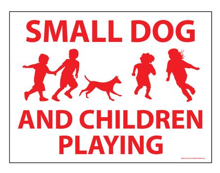 Small Dog and Children Playing sign image