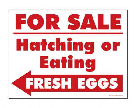 Eating or Hatching Eggs Red and White sign image