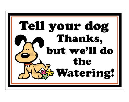 Dog Watering Flowers sign image