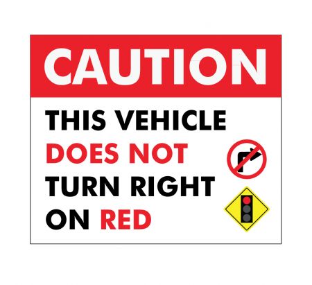 This vehicle does not turn right on red decal image