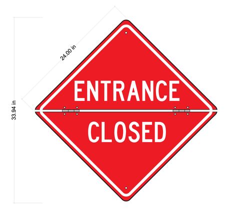 Folding red and white Entrance Closed sign image